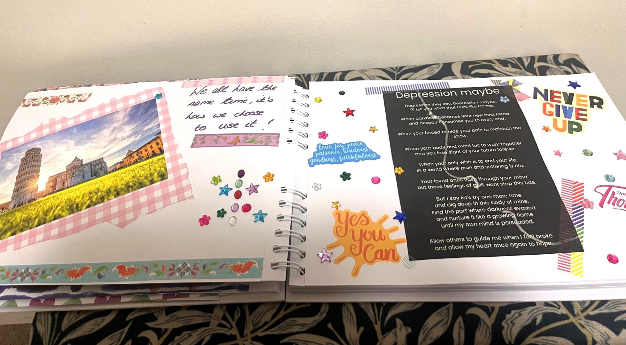Scrapbook filled with motivational messages